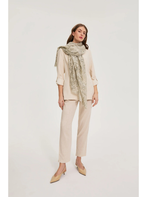 Moodo Vzorčast šal olivno zelen Moodo