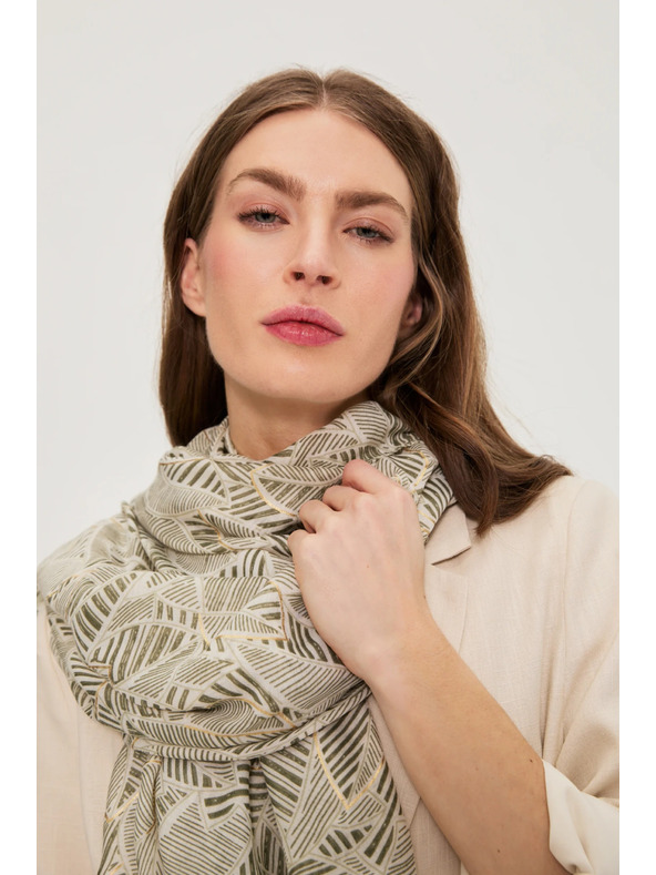Moodo Vzorčast šal olivno zelen Moodo