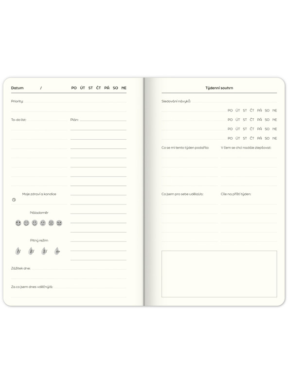 ELLA & MAX Nedatiran načrtovalnik Note to self, 5 minut na dan, 13 × 21 cm