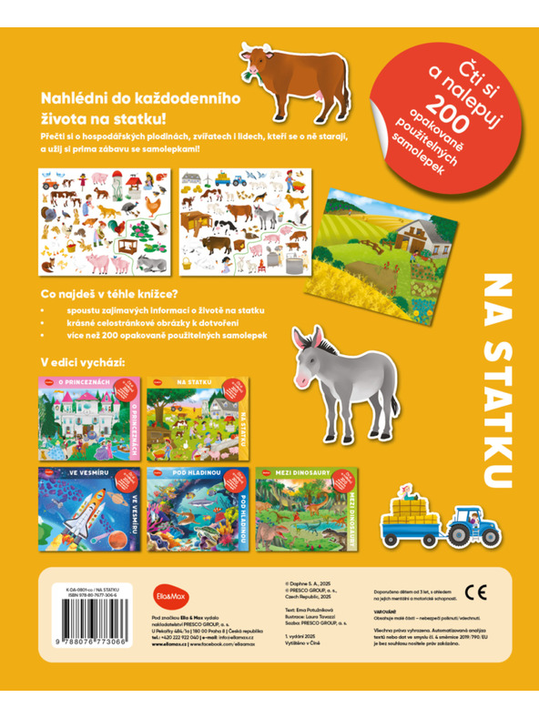 ELLA & MAX Čitaj in lepljaj – NA KMETIJI, knjiga s nalepkami