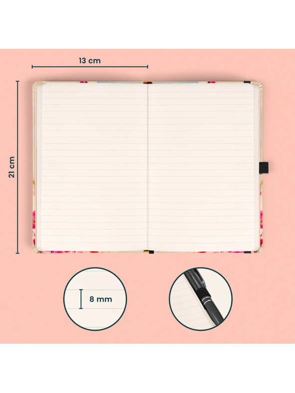 NOTIQUE NOTIQUE Zvezki Ptičice – sakura Kateřiny Winterové, črtast, 13 x 21 cm