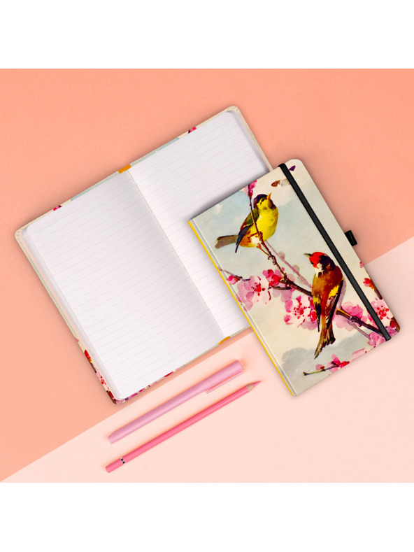 NOTIQUE NOTIQUE Zvezki Ptičice – sakura Kateřiny Winterové, črtast, 13 x 21 cm