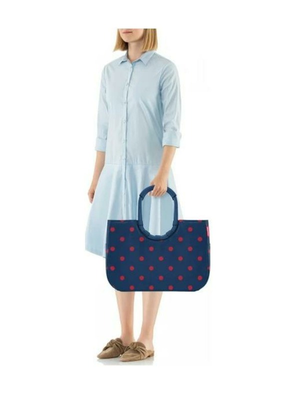 Reisenthel Temno modra ženska torba s pikami Reisenthel Loopshopper L Frame Mixed Dots
