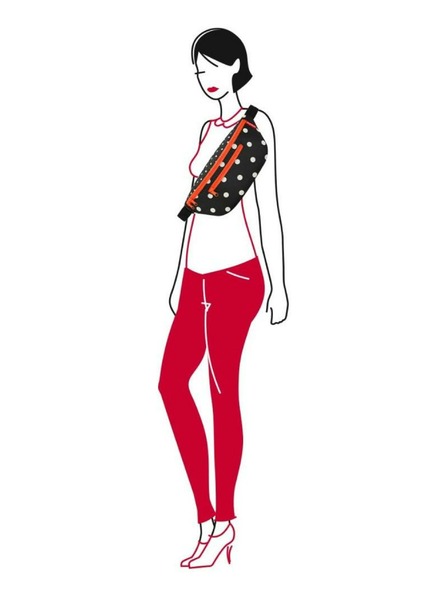 Reisenthel Rdeča in črna ženska torbica z rdečimi pikami Reisenthel Beltbag M Mixed Dots