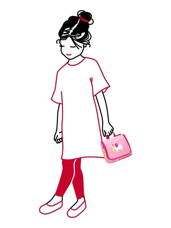 Reisenthel Rožnata dekliška kozmetična torba z motivom slona Reisenthel Toiletbag S Kids Abc friends pink