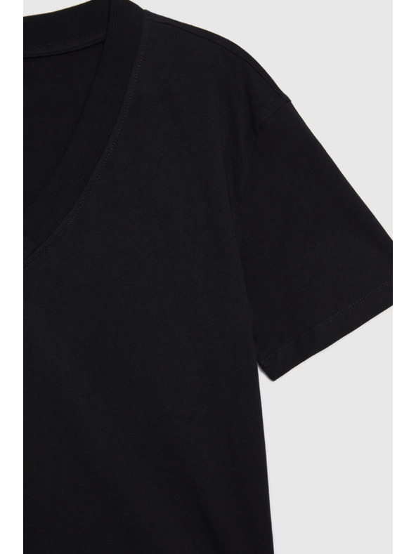 Moodo Bombažna bluza z V izrezom črna Moodo