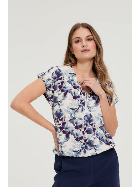 Moodo Temno modra viskozna srajca Moodo s cvetličnim vzorcem