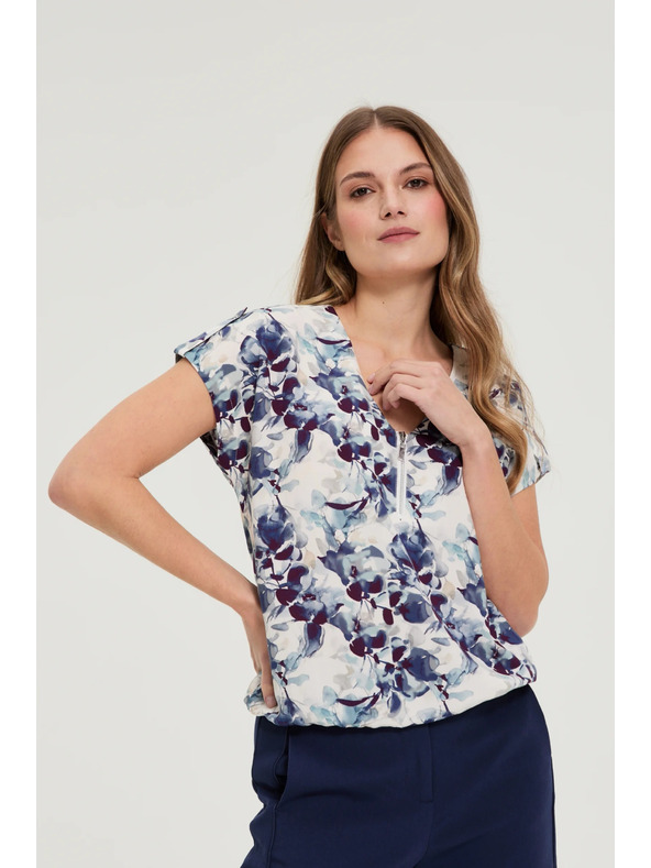 Moodo Temno modra viskozna srajca Moodo s cvetličnim vzorcem