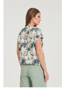 Moodo Srajca iz viskoze s cvetovi olivno zelena Moodo