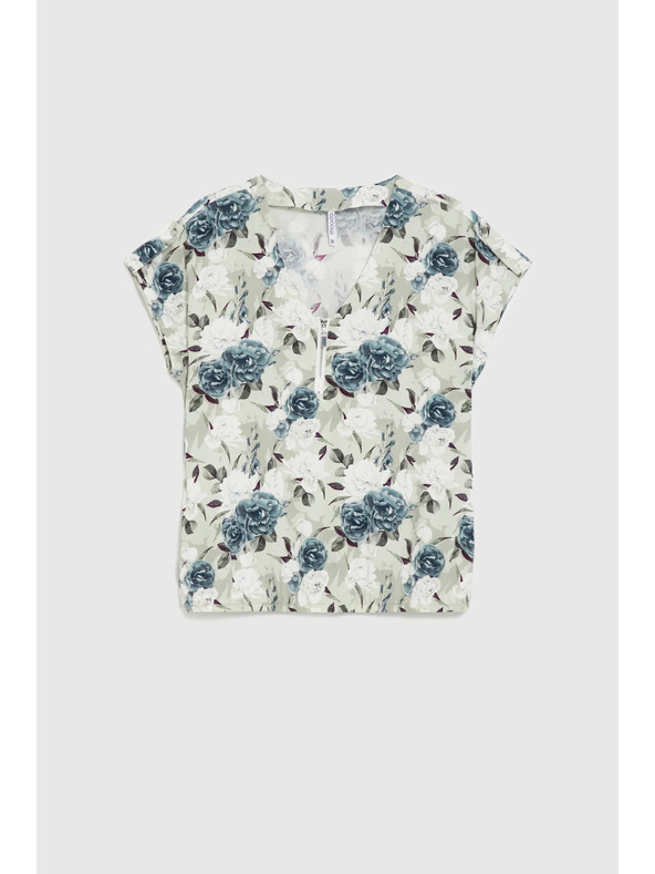 Moodo Srajca iz viskoze s cvetovi olivno zelena Moodo