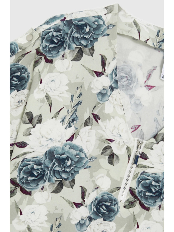 Moodo Srajca iz viskoze s cvetovi olivno zelena Moodo