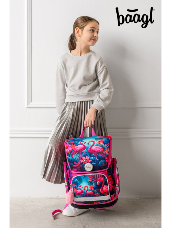 BAAGL  BAAGL SET 5 Ergo Plameňáci: aktovka, penal, sáčok, zástěra, peňaženka