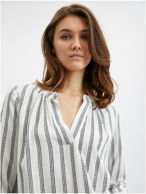 Orsay Sivo-bela ženska črtasta bluza ORSAY