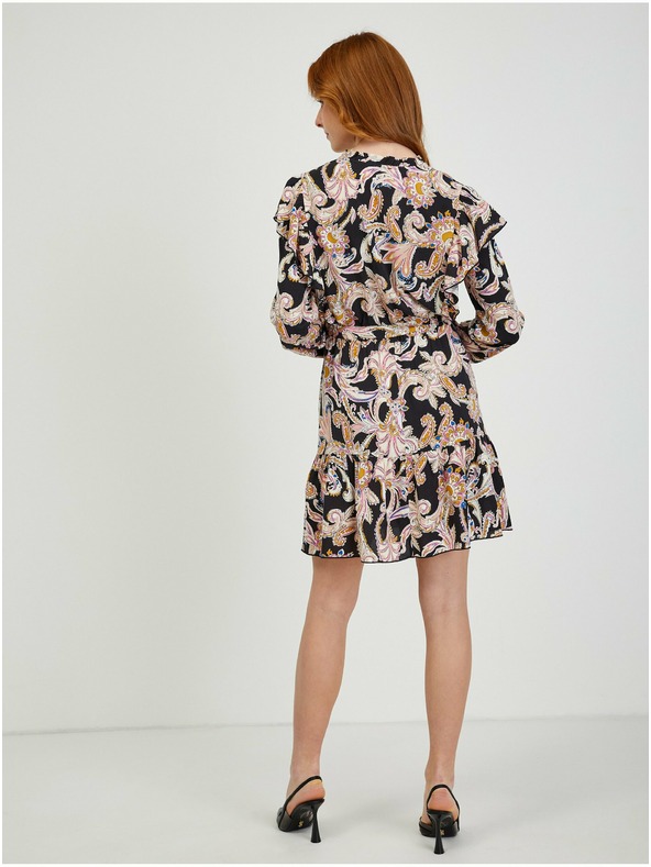 Orsay Bež-črna ženska vzorčasta obleka ORSAY