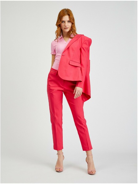 Orsay Temno rožnate ženske skrajšane hlače s pasom ORSAY