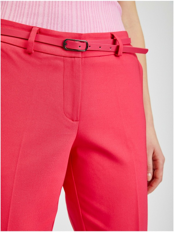 Orsay Temno rožnate ženske skrajšane hlače s pasom ORSAY