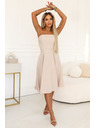 numoco VIVIENNE Corsetted razširjena midi obleka s pasom - svetlo bež