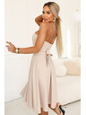 numoco VIVIENNE Corsetted razširjena midi obleka s pasom - svetlo bež