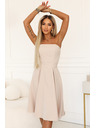 numoco VIVIENNE Corsetted razširjena midi obleka s pasom - svetlo bež
