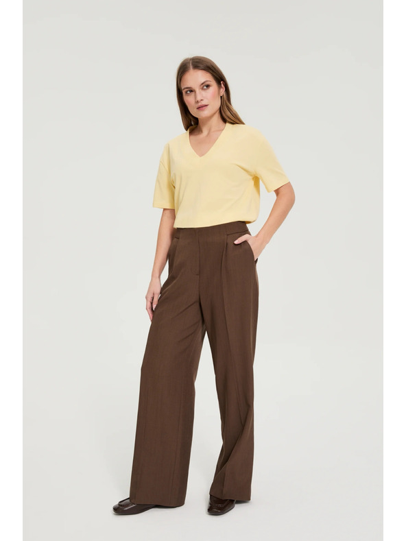 Moodo Bombažna bluza z V izrezom "V" rumena Moodo