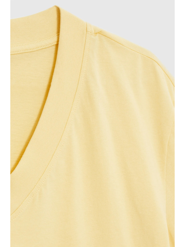 Moodo Bombažna bluza z V izrezom "V" rumena Moodo