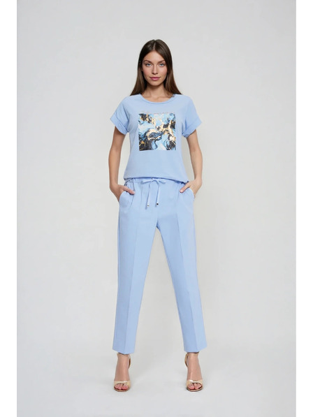 Moodo Hlače s naboranim robom modre Moodo