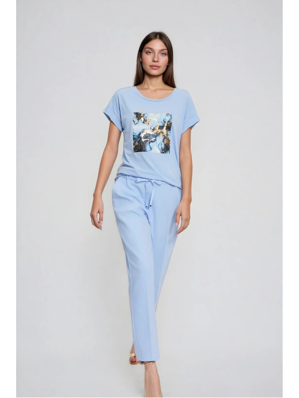 Moodo Hlače s naboranim robom modre Moodo