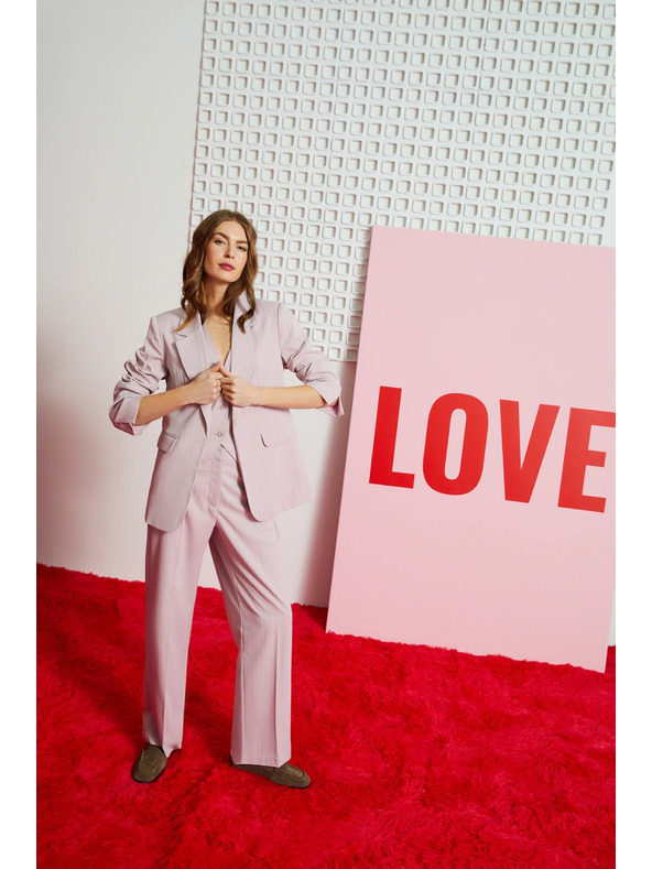 Moodo Hlače s tankim črtami roza Moodo