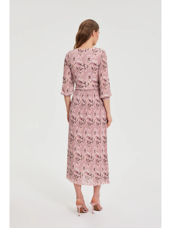 Moodo Plisirana obleka roza Moodo