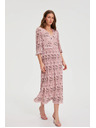 Moodo Plisirana obleka roza Moodo
