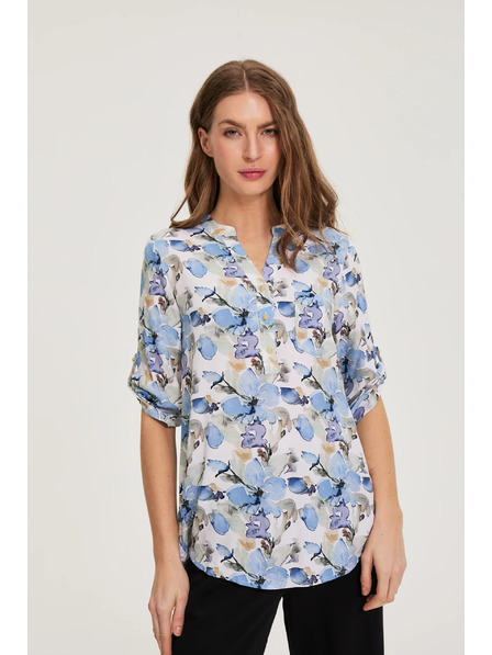Moodo Srajca iz viskože s cvetovi modra Moodo