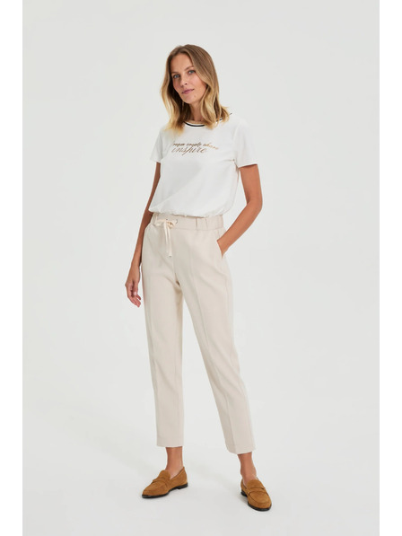 Moodo Bež hlače s skladami Moodo