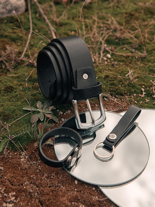 Ombre Clothing Komplet moških usnjenih dodatkov - črna A654 Ombre Clothing