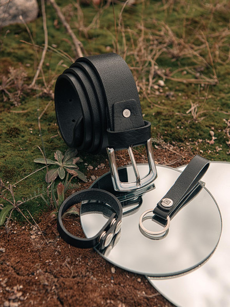 Ombre Clothing Komplet moških usnjenih dodatkov - črna A654 Ombre Clothing