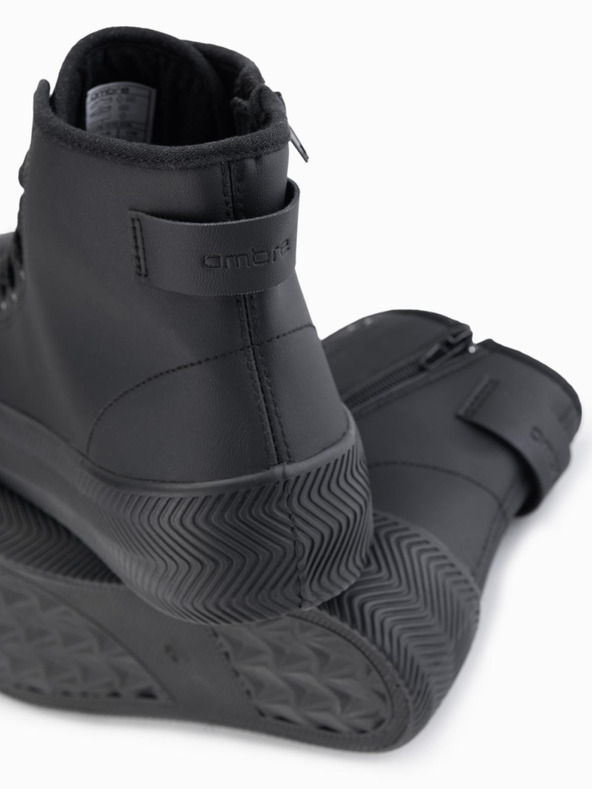 Ombre Clothing Moški visoki teniski s zadrgo za enostavno oblačenje - črni V1 OM-FOTH-0184 Ombre Clothing