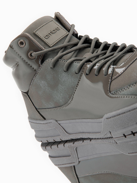 Ombre Clothing Moške visoke superge s sijajnimi elementi - rjave V4 OM-FOSH-0178 Ombre Clothing