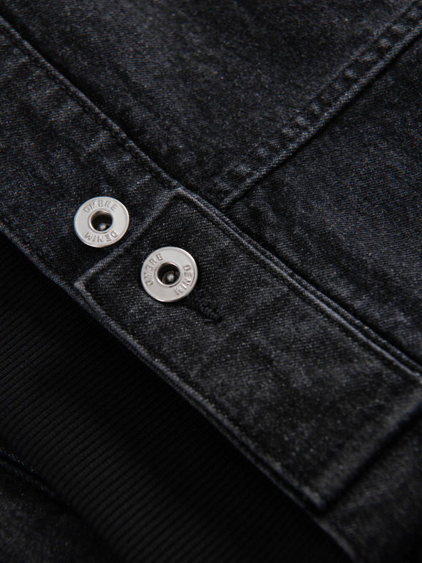 Ombre Clothing Moška jeans jakna s pletenima rokaviema in kapuco - črna V3 OM-JADJ-0220 Ombre Clothing