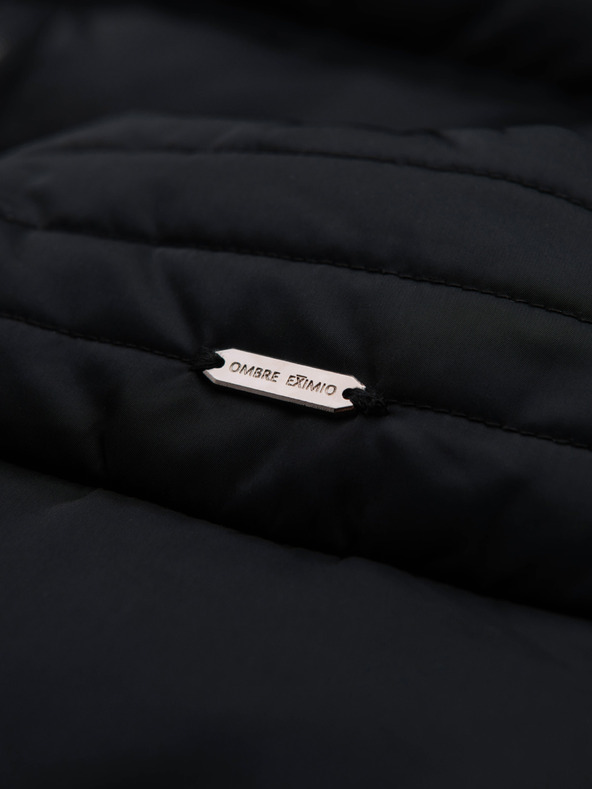 Ombre Clothing Moška prešivana jakna z leskom in stojačem - črna V1 OM-JALP-0218 Ombre Clothing