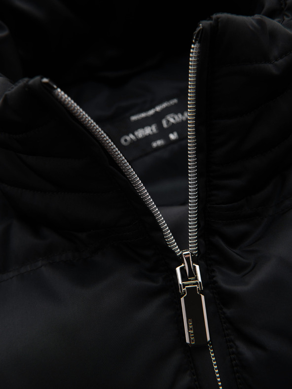 Ombre Clothing Moška prešivana jakna z leskom in stojačem - črna V1 OM-JALP-0218 Ombre Clothing