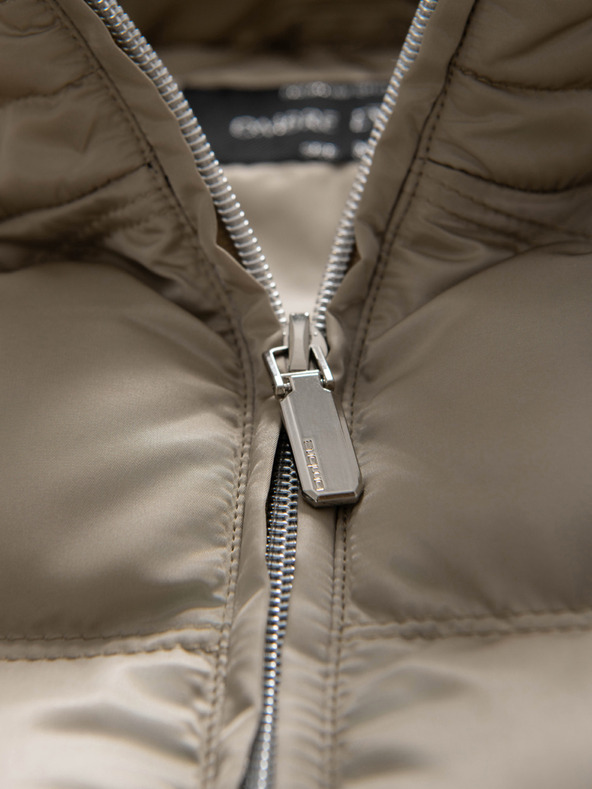 Ombre Clothing Moška prešivana jakna z leskom in stojačem - svetlo siva V5 OM-JALP-0218 Ombre Clothing