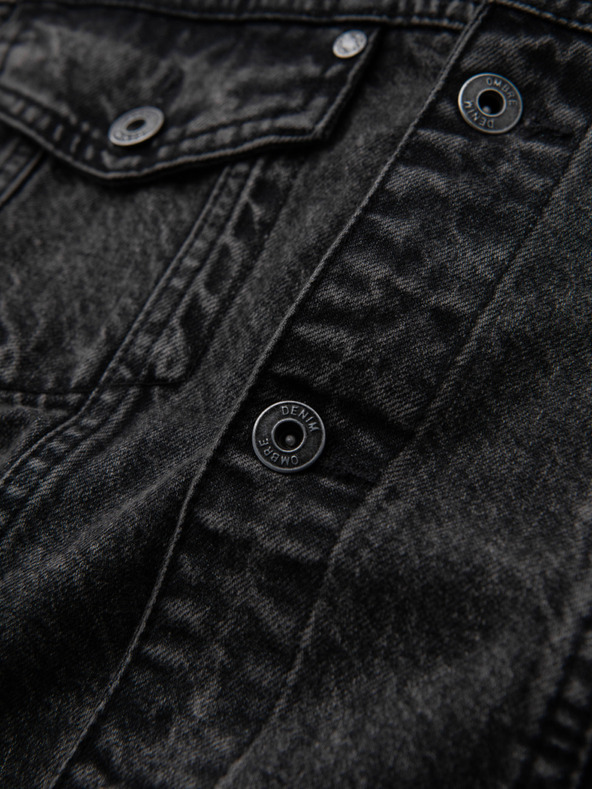 Ombre Clothing Moška jeans jakna katana z robom - črna V3 OM-JADJ-0219 Ombre Clothing