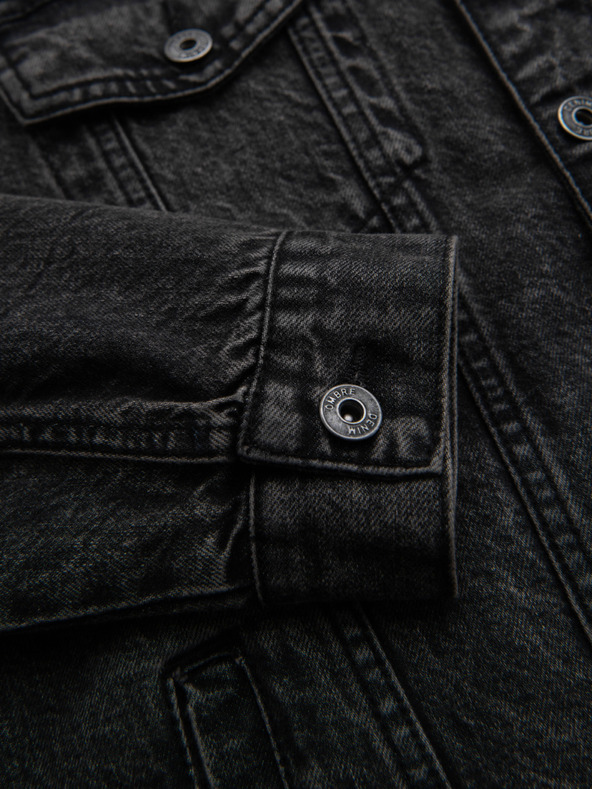 Ombre Clothing Moška jeans jakna katana z robom - črna V3 OM-JADJ-0219 Ombre Clothing