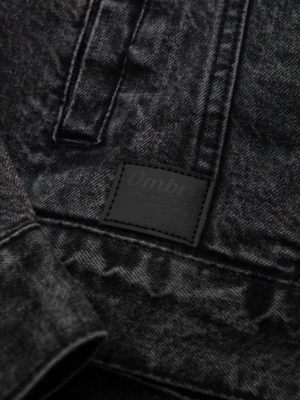 Ombre Clothing Moška jeans jakna katana z robom - črna V3 OM-JADJ-0219 Ombre Clothing