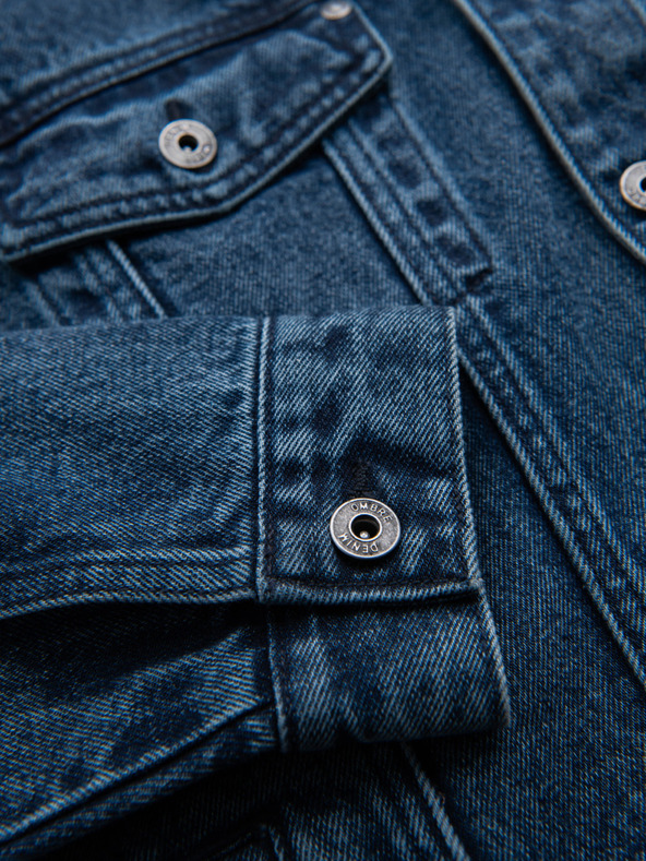 Ombre Clothing Moška jeans jakna katana s pranjem - modra V4 OM-JADJ-0219 Ombre Clothing