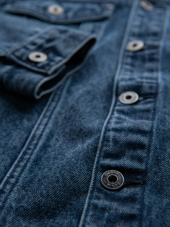 Ombre Clothing Moška jeans jakna katana s pranjem - modra V4 OM-JADJ-0219 Ombre Clothing