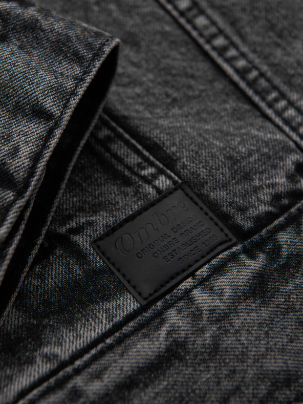 Ombre Clothing Moška jeans jakna katana s pranjem - grafitna V5 OM-JADJ-0219 Ombre Clothing