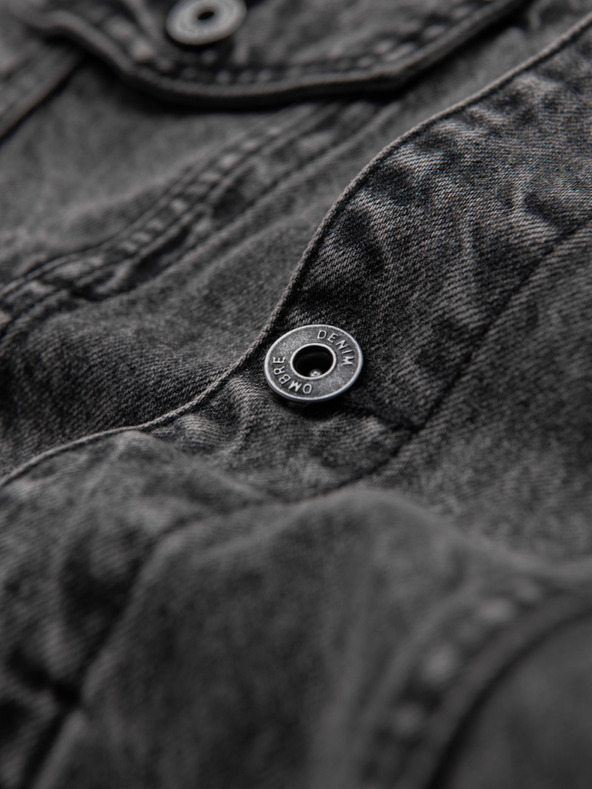 Ombre Clothing Moška jeans jakna katana s pranjem - grafitna V5 OM-JADJ-0219 Ombre Clothing