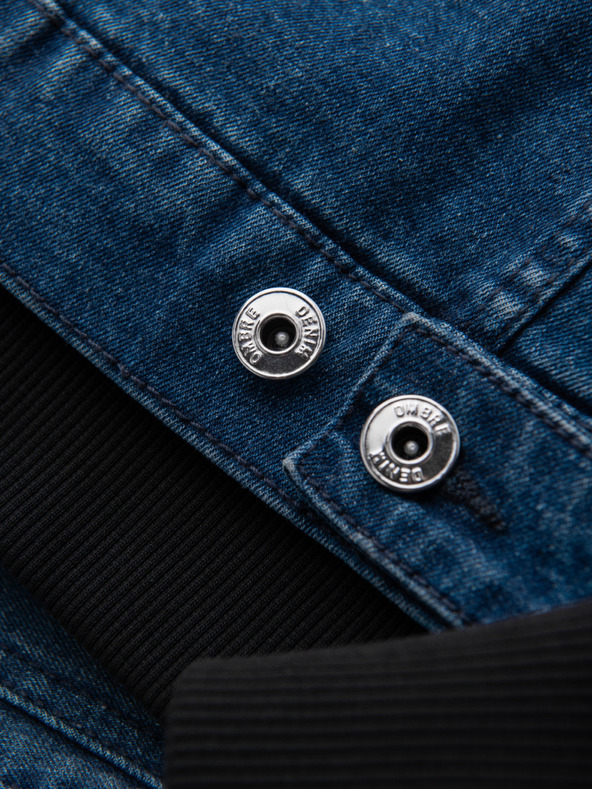 Ombre Clothing Moška jeans jakna s pletenima rokaviema in kapuco - modra in črna V2 OM-JADJ-0220 Ombre Clothing