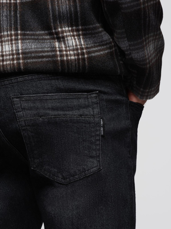 Ombre Clothing Moške jeans hlače s poškodovanjem REGULAR FIT - črne V2 OM-PADP-0241 Ombre Clothing