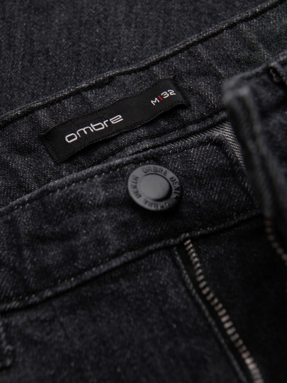 Ombre Clothing Moške jeans hlače s poškodovanjem REGULAR FIT - črne V2 OM-PADP-0241 Ombre Clothing